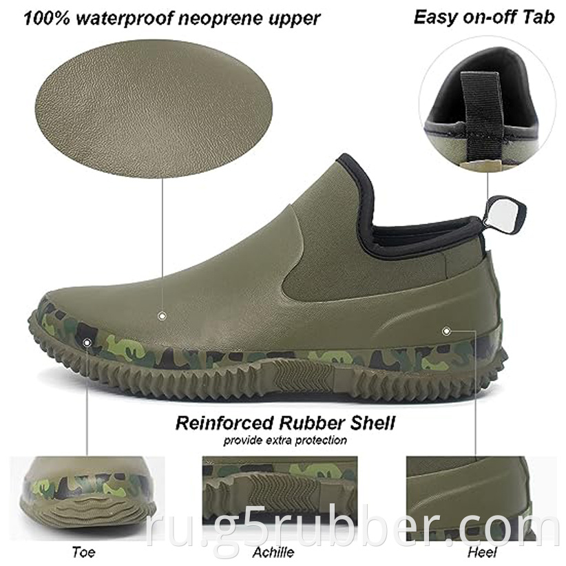 Ankle Rain Boots Mud Muck Rubber Slip On Footwear